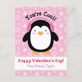Pinguin Valentinstag Cards (Kinder) Pink Girls Feiertagspostkarte
