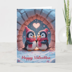Pinguin Valentinstag Süßer Winter Liebespaar Karte
