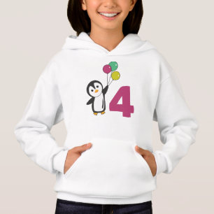 Pinguin Vierter Geburtstagsballon für Kinder Hoodi Hoodie