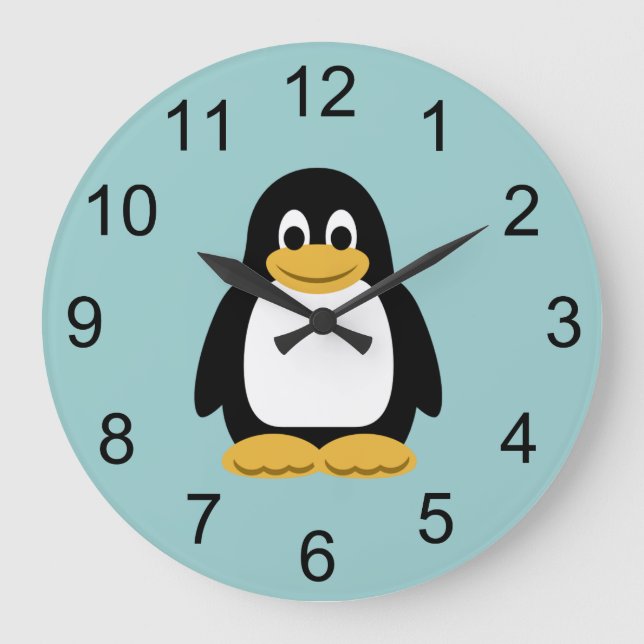 Pinguin-Wand-Uhr Große Wanduhr (Vorderseite)