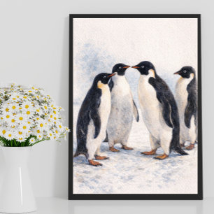 Pinguin-Wandkunst-Druck – Süße Tierillustration Poster