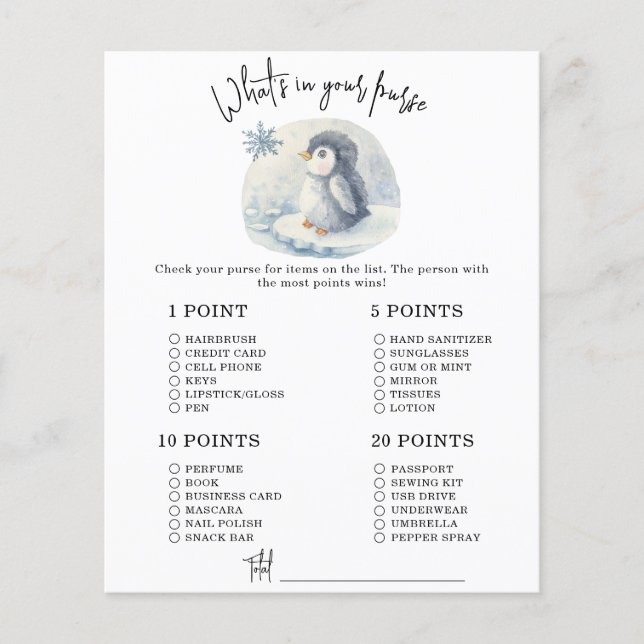 Pinguin - Was in Ihrer Handtasche, Babydusche? (Vorderseite)