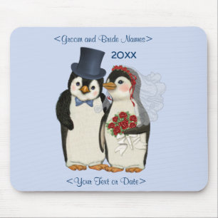 Pinguin Wedding Bride and Groom Krawatte - Anpasse Mousepad