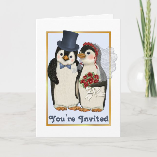 Pinguin Wedding - Sie sind eingeladen Card Einladung (Vorderseite)