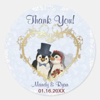 Pinguin Wedding Siegel - Danke Runder Aufkleber
