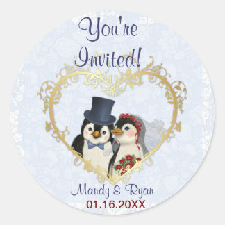 Pinguin Wedding Siegel - Danke Runder Aufkleber
