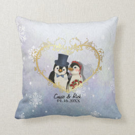 Pinguin Wedding Snowflake Pattern - Anpassen Kissen