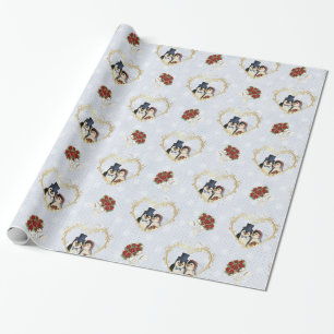 Pinguin Wedding Wrapping Paper Geschenkpapier