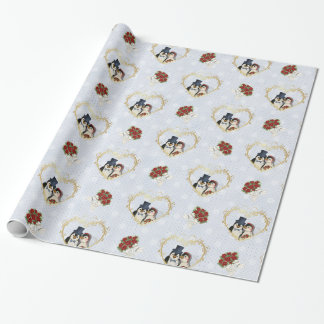 Pinguin Wedding Wrapping Paper Geschenkpapier