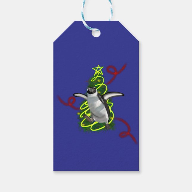 Pinguin Weihnachten Geschenkanhänger (Vorderseite)
