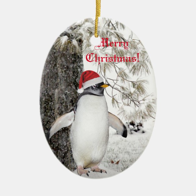 Pinguin-Weihnachten Keramik Ornament (Vorne)