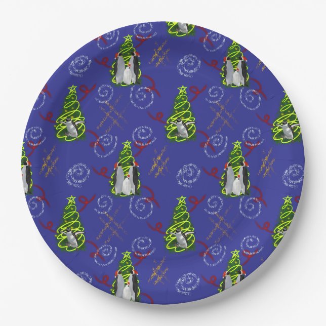 Pinguin Weihnachten Pappteller (Vorderseite)