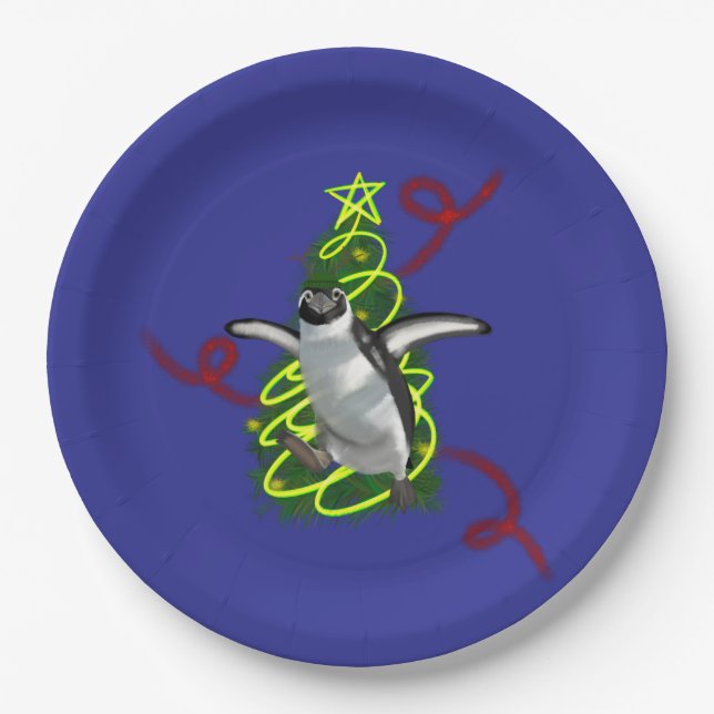 Pinguin Weihnachten Pappteller (Vorderseite)