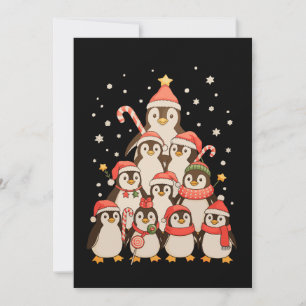 Pinguin-Weihnachtsbaum-Schnee-Weihnachtsmann-Mütze Feiertagskarte