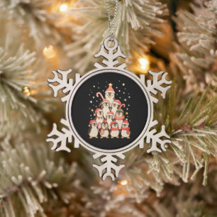 Pinguin-Weihnachtsbaum-Schnee-Weihnachtsmann-Mütze Schneeflocken Zinn-Ornament