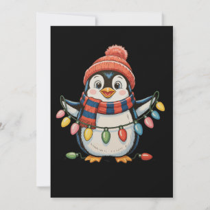 Pinguin Weihnachtslichter Weihnachtsmann Hut Xmas Feiertagskarte