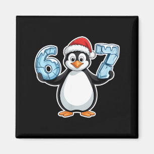 Pinguin Weihnachtsmann Hut 67 Eisige Zahlen Weihna Magnet