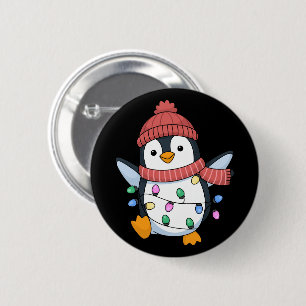 Pinguin Weihnachtsmann Lichter Weihnachten Pinguin Button