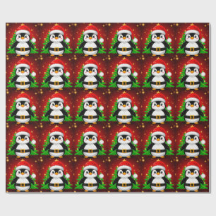 🐧 Pinguin Weihnachtsmann Weihnachtsbaum Feiertags Geschenkpapier