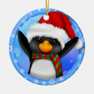 Pinguin Weihnachtsmannmütze Jahr Keramik Keramik Ornament