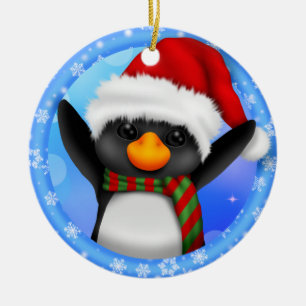 Pinguin Weihnachtsmannmütze Jahr Keramik Ornament