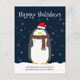 Pinguin Weihnachtsmannmütze Weihnachten Unternehme Postkarte