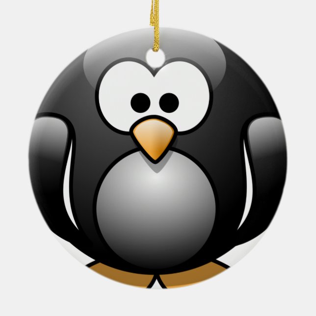 Pinguin-Weihnachtsverzierung Keramikornament (Hinten)