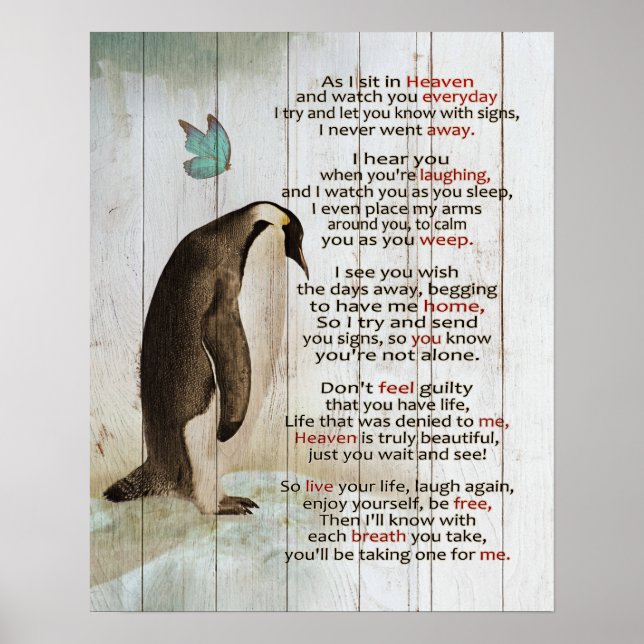 Pinguin, wie ich in den Himmelsgedanken Gaben sitz Poster (Vorne)