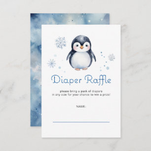 Pinguin Winter Baby Duschkabine Raffle Ticket Begleitkarte