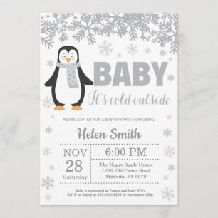 Pinguin Winter Baby Shower Snowflake Einladung