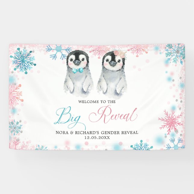 Pinguin Winter Gender Offenbarung große Banner-Zei Banner (Horizontal)