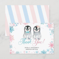 Pinguin Winter Gender Reveal Danke Karte