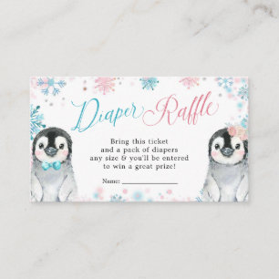 Pinguin Winter Gender Reveal Diaper Raffle Begleitkarte