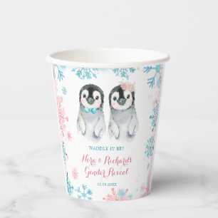 Pinguin Winter Gender Reveal Paper Cup Pappbecher