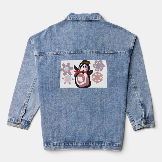 Pinguin Winter  Jeansjacke (Rückseite)