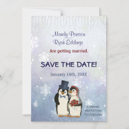 Pinguin Winter-Schneeflocken Hochzeit retten das D Magneteinladung