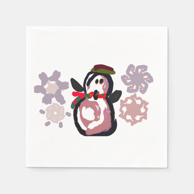 Pinguin Winter  Serviette (Vorderseite)