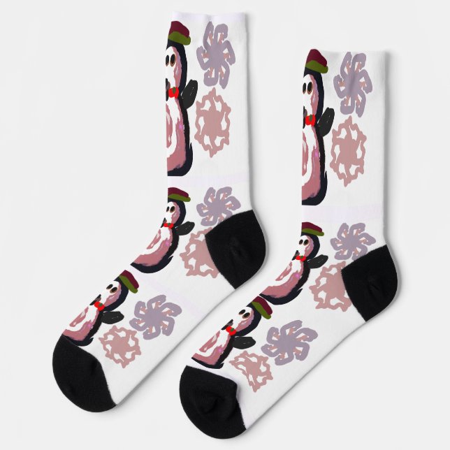 Pinguin Winter  Socken (Linkes Detail)