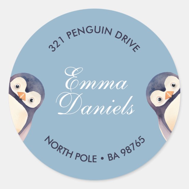 Pinguin Winter Wonderland Sticker - Ice Blue (Vorderseite)
