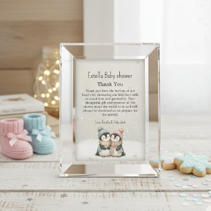 Pinguin-Winter-Zwillinge-Baby-Party Junge Mädchen Dankeskarte