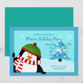 Pinguin Winterferienparty Einladung