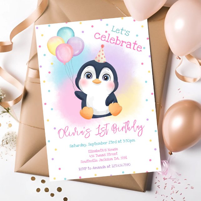 Pinguin-Winterparty-Geburtstag Einladung (Von Creator hochgeladen)