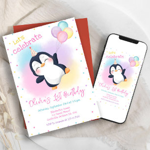 Pinguin-Winterparty-Geburtstagseinladung Einladung