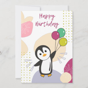 Pinguin wünscht Ihnen viel Glück zum Geburtstag Einladung
