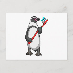 Pinguin-Zahnbürste Postkarte