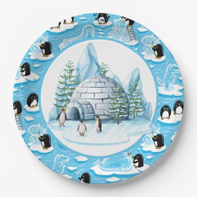 Pinguine an der Play Paper Plate Pappteller (Vorderseite)