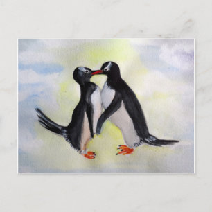 Pinguine Aquarellfarben Postkarte