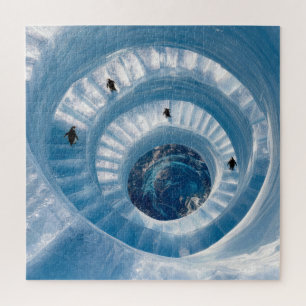 Pinguine auf einer spiralförmigen Eisbergtreppe Puzzle