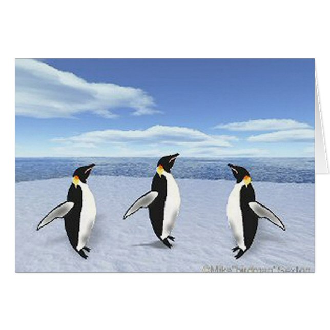 Pinguine auf Eiskarten (Vorderseite (Horizontal))