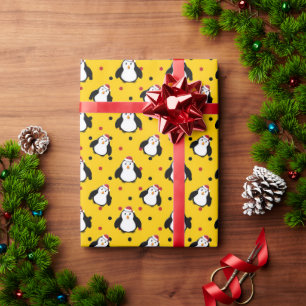 Pinguine auf Weihnachtspapieren Geschenkpapier